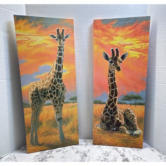 Lucie Bilodeau Mother Giraffe Canvas Prints Safari Art Vibrant Wildlife - Picture 13 of 14